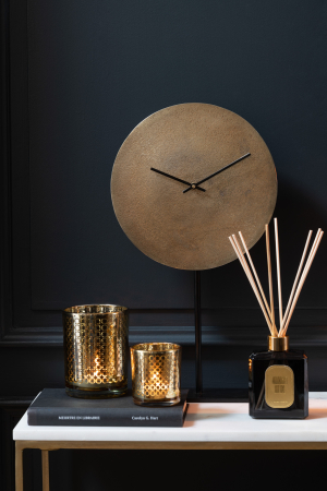 SALE % - Suport lumanari, Sticla, Auriu, 7x7x8