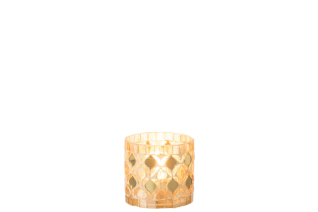 Suport lumanari, Sticla, Auriu, 8x8x7.5 [2]