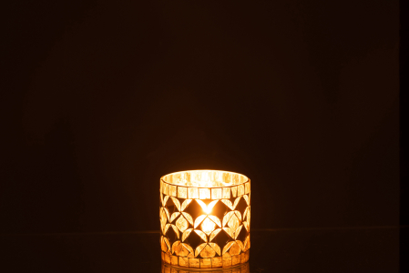 Suport lumanari, Sticla, Auriu, 8x8x7.5 [3]