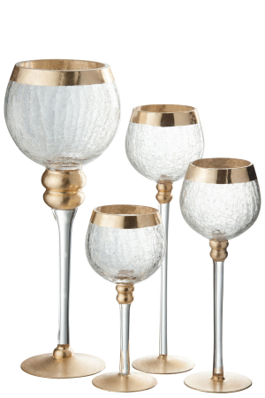 Suport lumanari, Sticla, Auriu, 9.5x9.5x20 [1]