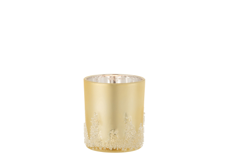 Suport lumanari, Sticla, Auriu, 9x9x10 [1]