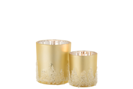 Suport lumanari, Sticla, Auriu, 9x9x10 [4]