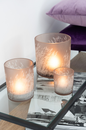 Suporturi lumanari - Suport lumanari, Sticla, Bej, 7.5x7.5x8