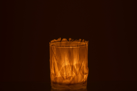 Suport lumanari, Sticla, Bej, 8x8x10 [3]