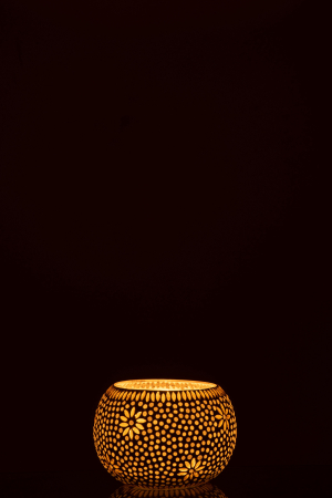 Suport lumanari, Sticla, Galben, 12.5x12.5x9 [2]