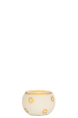 Suport lumanari, Sticla, Galben, 12.5x12.5x9 [1]