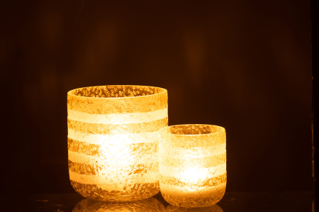 Suport lumanari, Sticla, Galben, 14x14x15 [6]