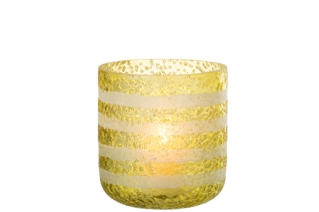 Suport lumanari, Sticla, Galben, 14x14x15 [2]