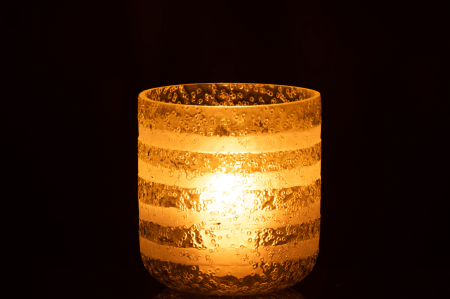 Suport lumanari, Sticla, Galben, 14x14x15 [3]