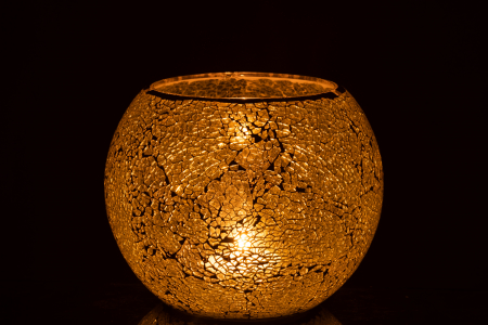 Suport lumanari, Sticla, Galben, 20.5x20.5x17 cm [2]