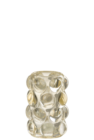 SALE % - Suport lumanari, Sticla, Galben, 8.5x8.5x12.5