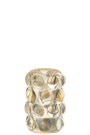 Suport lumanari, Sticla, Galben, 8.5x8.5x12.5 [1]