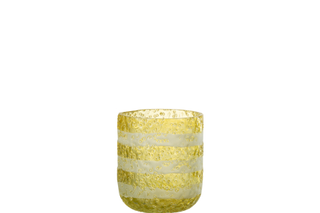Suport lumanari, Sticla, Galben, 9x9x10 [1]