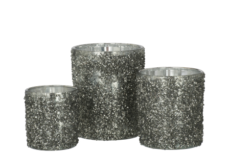 Suport lumanari, Sticla, Gri, 10x10x12 [3]