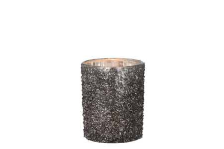 Suport lumanari, Sticla, Gri, 10x10x13 [1]