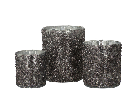 Suport lumanari, Sticla, Gri, 10x10x13 [3]