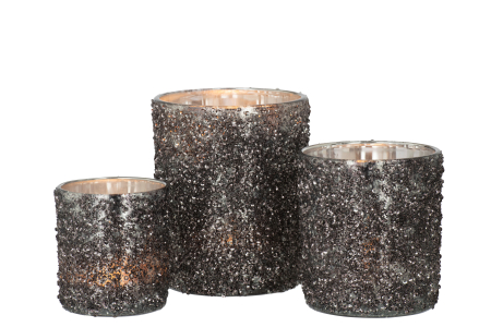 Suport lumanari, Sticla, Gri, 10x10x13 [4]