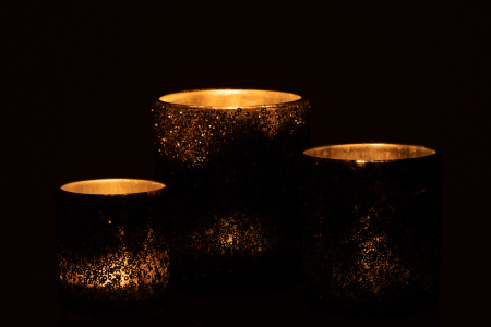 Suport lumanari, Sticla, Gri, 10x10x13 [5]