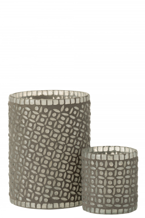 Suport lumanari, Sticla, Gri, 12.5x12.5x17 cm [3]
