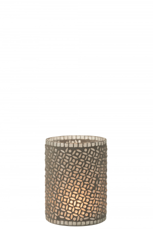 Suport lumanari, Sticla, Gri, 12.5x12.5x17 cm [1]