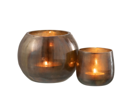 Suport lumanari, Sticla, Gri, 13x13x10 [5]