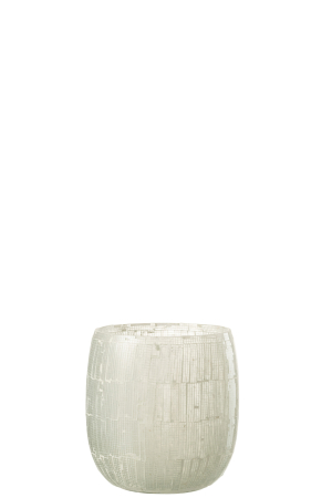 SALE % - Suport lumanari, Sticla, Gri, 14.5x14.5x16