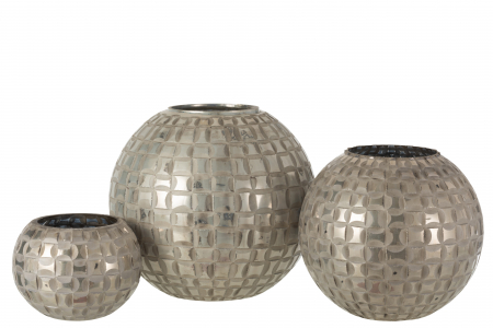 Suport lumanari, Sticla, Gri, 30.5x30.5x27 cm [3]