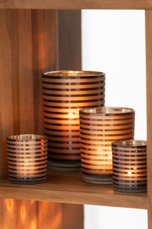 SALE % - Suport lumanari, Sticla, Maro, 10x10x12.5