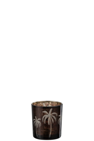 SALE % - Suport lumanari, Sticla, Maro, 7.5x7.5x8