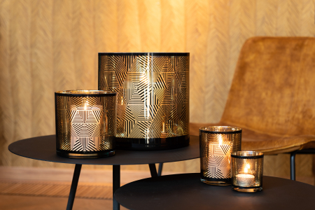 SALE % - Suport lumanari, Sticla, Maro, 7x7x8