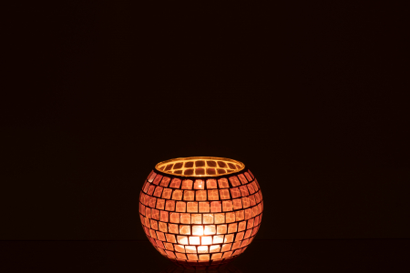 Suport lumanari, Sticla, Mov, 15x15x12 cm [2]
