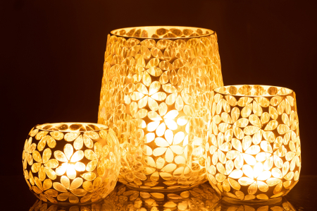 Suport lumanari, Sticla, Multicolor, 13x13x18 [6]