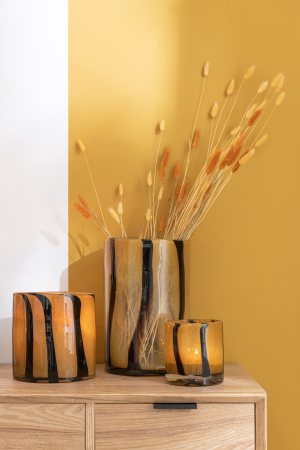 SALE % - Suport lumanari, Sticla, Multicolor, 18.5x18.5x18