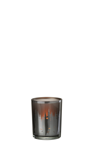 Suport lumanari, Sticla, Negru, 10x10x12 [1]