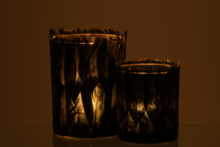 Suport lumanari, Sticla, Negru, 10x10x13 [6]