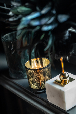 Suport lumanari, Sticla, Negru, 10x10x13 [8]