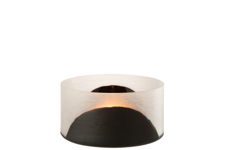 Suport lumanari, Sticla, Negru, 24.5x24.5x13 [1]