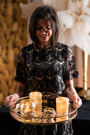 Suport lumanari, Sticla, Negru, 7.5x7.5x10 [4]