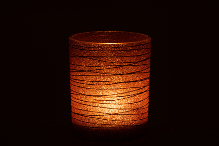 Suport lumanari, Sticla, Portocaliu, 10x10x12 [2]