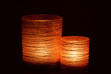 Suport lumanari, Sticla, Portocaliu, 10x10x12 [5]