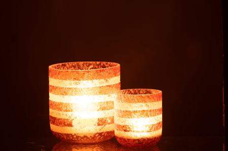 Suport lumanari, Sticla, Portocaliu, 14x14x15 [6]