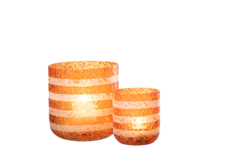 Suport lumanari, Sticla, Portocaliu, 14x14x15 [5]