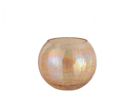 SALE % - Suport lumanari, Sticla, Portocaliu, 20x20x16.5 cm