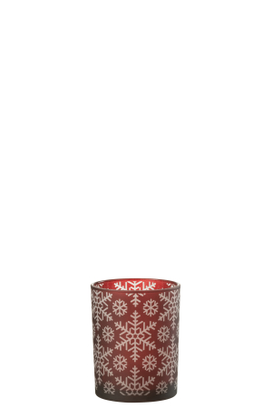 SALE % - Suport lumanari, Sticla, Rosu, 10x10x12.5