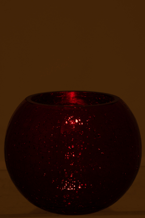 Suport lumanari, Sticla, Rosu, 21x21x16 cm [2]