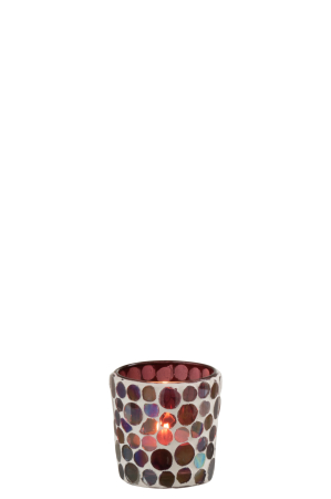 Suport lumanari, Sticla, Rosu , 6x6x6 [2]