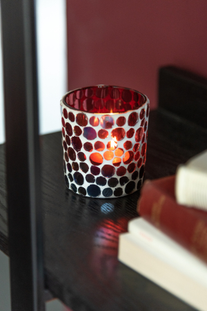 Suporturi lumanari - Suport lumanari, Sticla, Rosu , 6x6x6