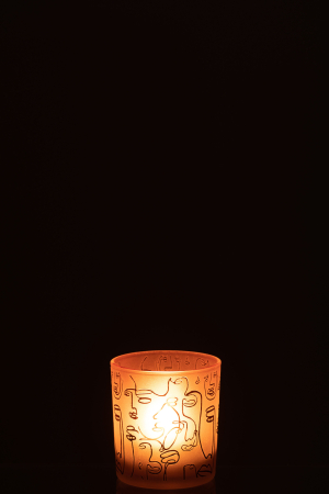 Suport lumanari, Sticla, Rosu, 7.5x7.5x8 [2]