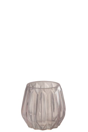 Suporturi lumanari - Suport lumanari, Sticla, Roz, 10.5x10.5x10