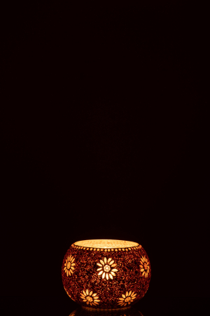 Suport lumanari, Sticla, Roz, 12.5x12.5x9 [2]